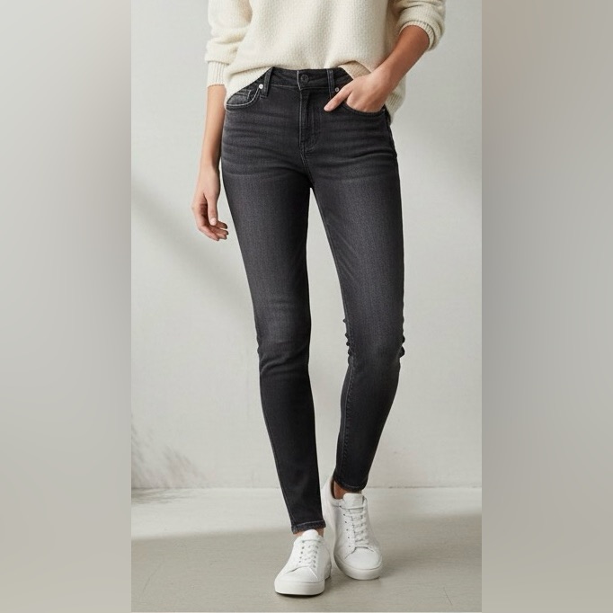 Mother The Looker Washedout Distressed Black Stretchy Skinny, High-Waist Jeans24